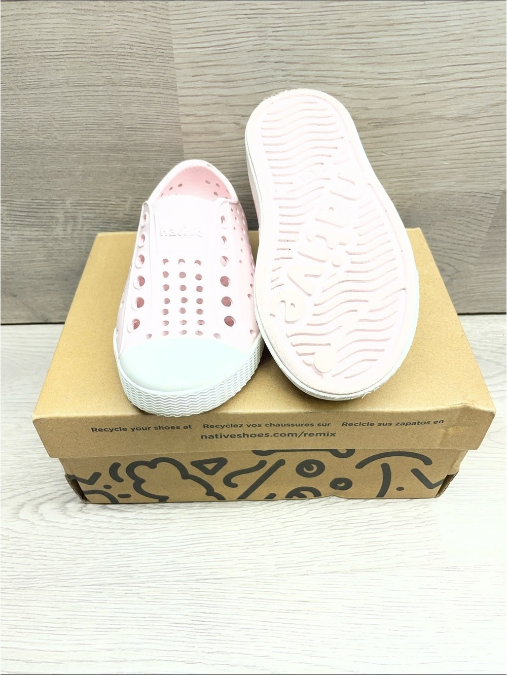 Native Kids Pink and White Slip-On Water Shoes #264